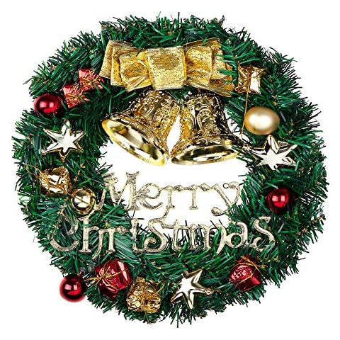 Danolt Christmas Decorations 12.6 Inch Christmas Wreath Round Christmas Artificial Garland for Door Windows Wall Xmas Decoration Cover