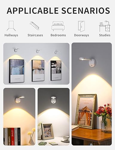 Miniatura 9 de GARTO Spotlight funciona con pilas, luz LED con sensor de movimiento, lámpara de pared con bombilla de ojo de gato, iluminación decorativa adhesiva