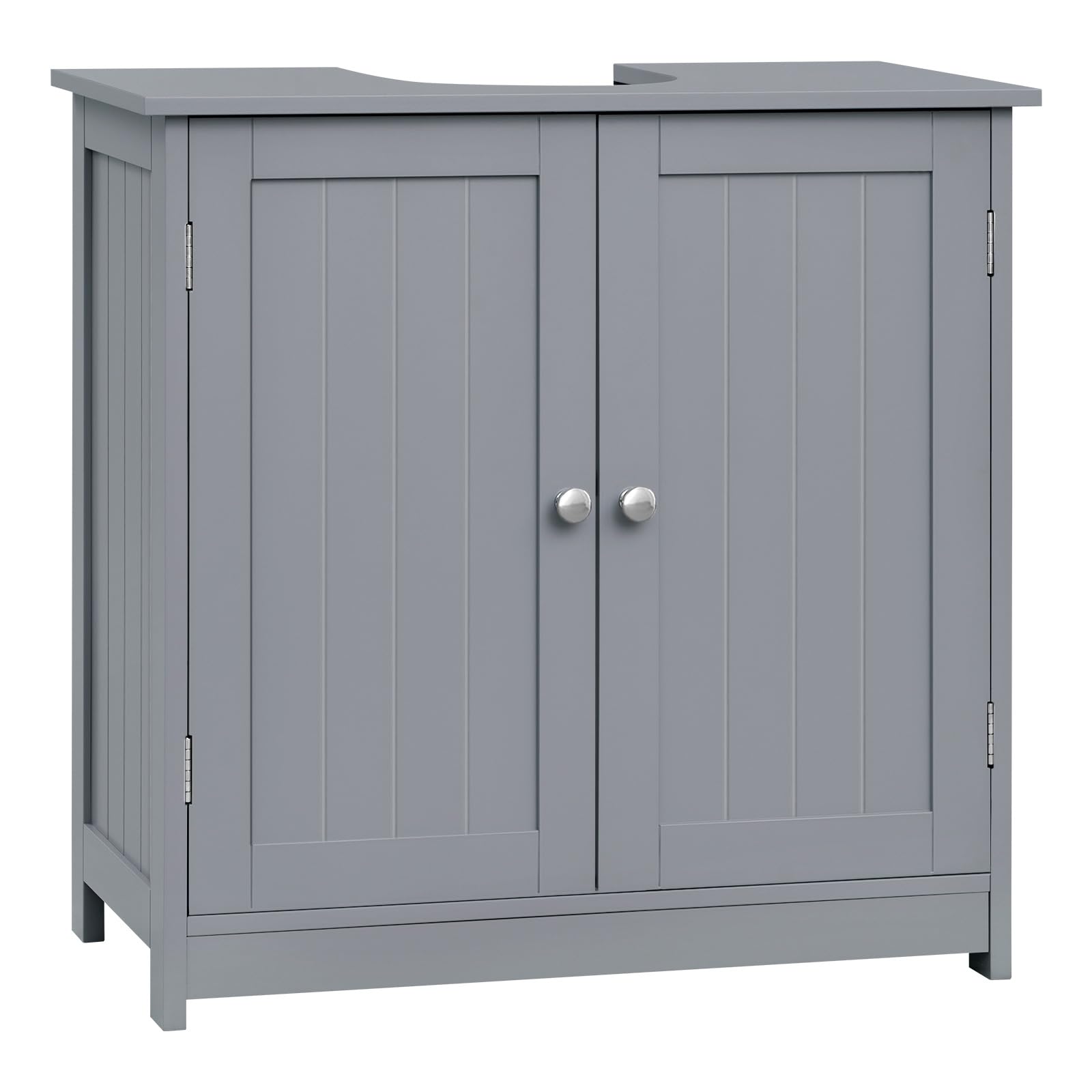 WOLTU Mueble para Debajo del Lavabo Madera, 2 Puertas para Cuarto de Baño 60x60x30cm, Gris