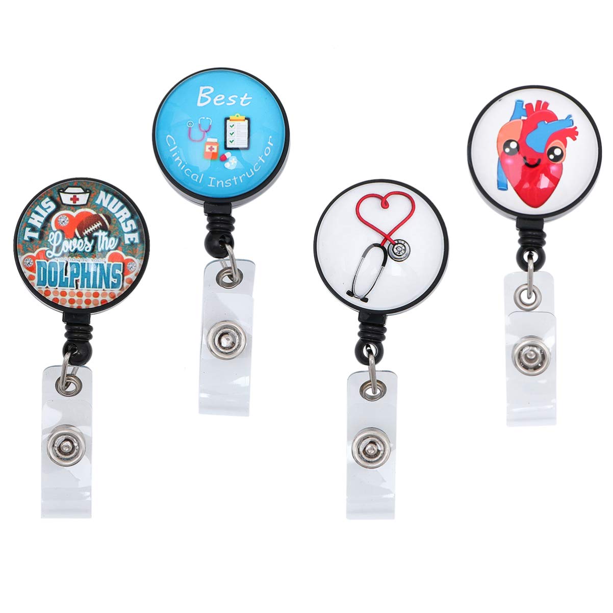 NUOBESTY 12pièces Porte-badges Rétractables Thème Hospitalier Clips Avec Pince Alligator De Clips De Badge Élargi Pour Et Médecins Design Et Pratique Pour Utilisation à Hôpital