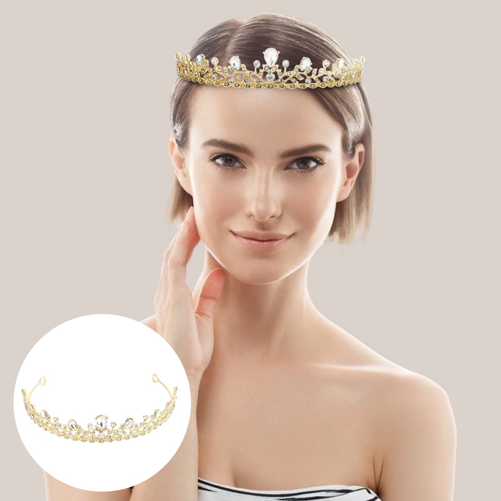 minkissy 2 diademas de aros, tiaras para novia, graduación, diadema de diamantes de imitación, tocado de fiesta para niñas para diamantes de imitación: princesa vintage plateada, reina de concurso