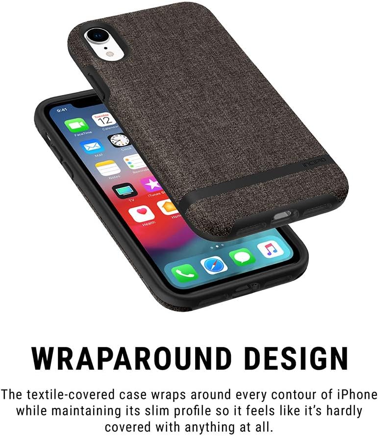 Incipio Esquire Series Case for iPhone XR (6.1") with Soft Premium Fabric and Anti-Slip Grip - Carnaby Gray