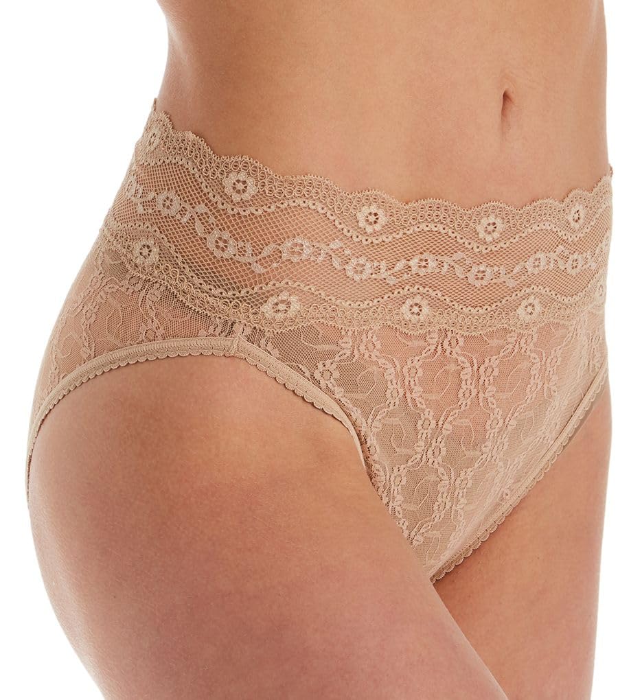 b.tempt'd Women's Lace Kiss Hi Leg Brief Panty, Au Natural, Large