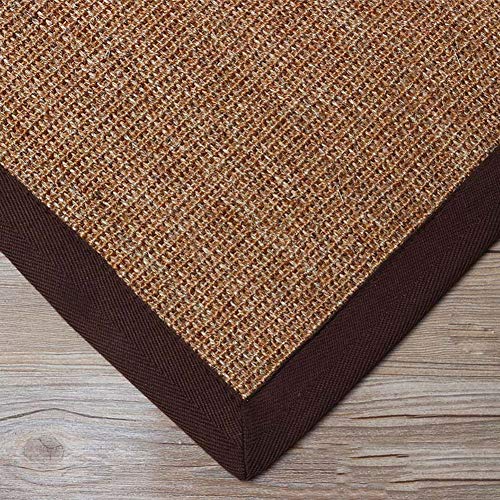 Moderna alfombra de fibra de yute lavable antideslizante para salón, dormitorio y sofá. Alfombra rectangular de sisal natural en marrón (marrón 80 x 120 cm (31 x 47 pulgadas)