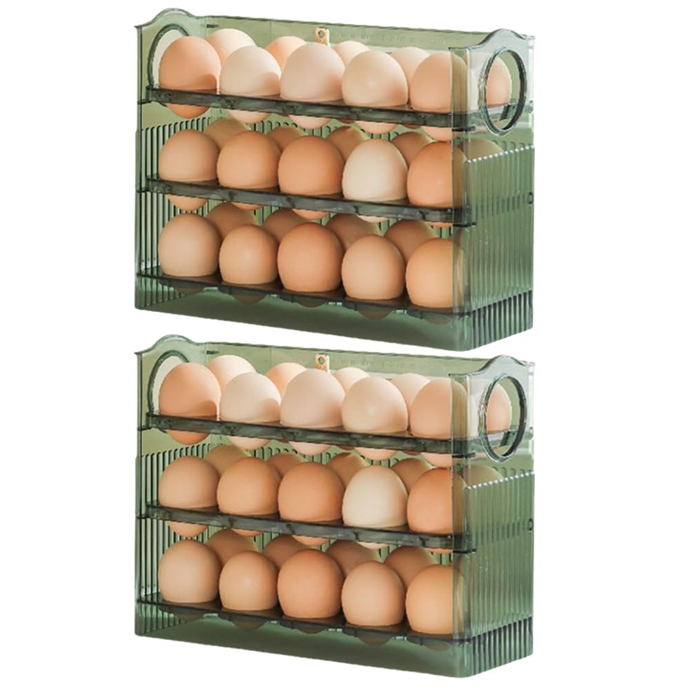Osmond Refrigerator Egg Rack Flip Fridge Door Egg Storage Rack Tray Container Space Saving Egg Storage Box Rack Green