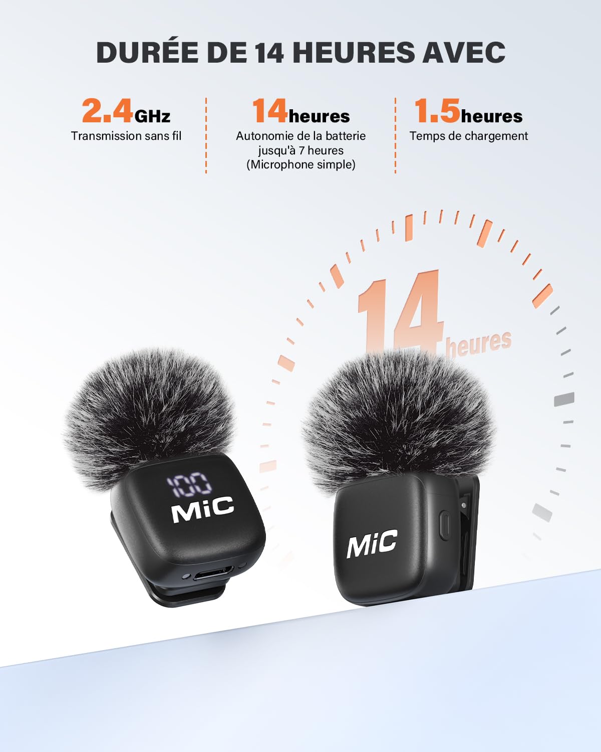 Newmight Micro Cravate sans Fil, Micro sans Fil avec Fixation Magnétique, Plug & Play, Réduction De Bruit,30M Portée, Compatible iPhone/Android/PC pour Youtube Podcast Vlog
