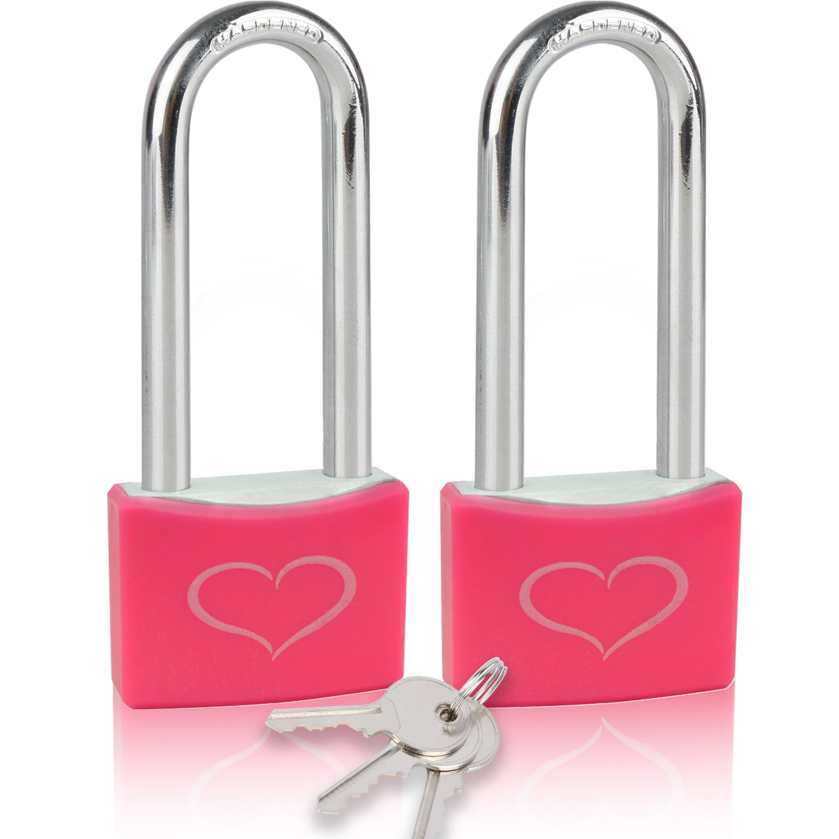 Fuaxat 2 Pack Pink Padlock - 3Inch Long Shackle Locker Lock, 1-9