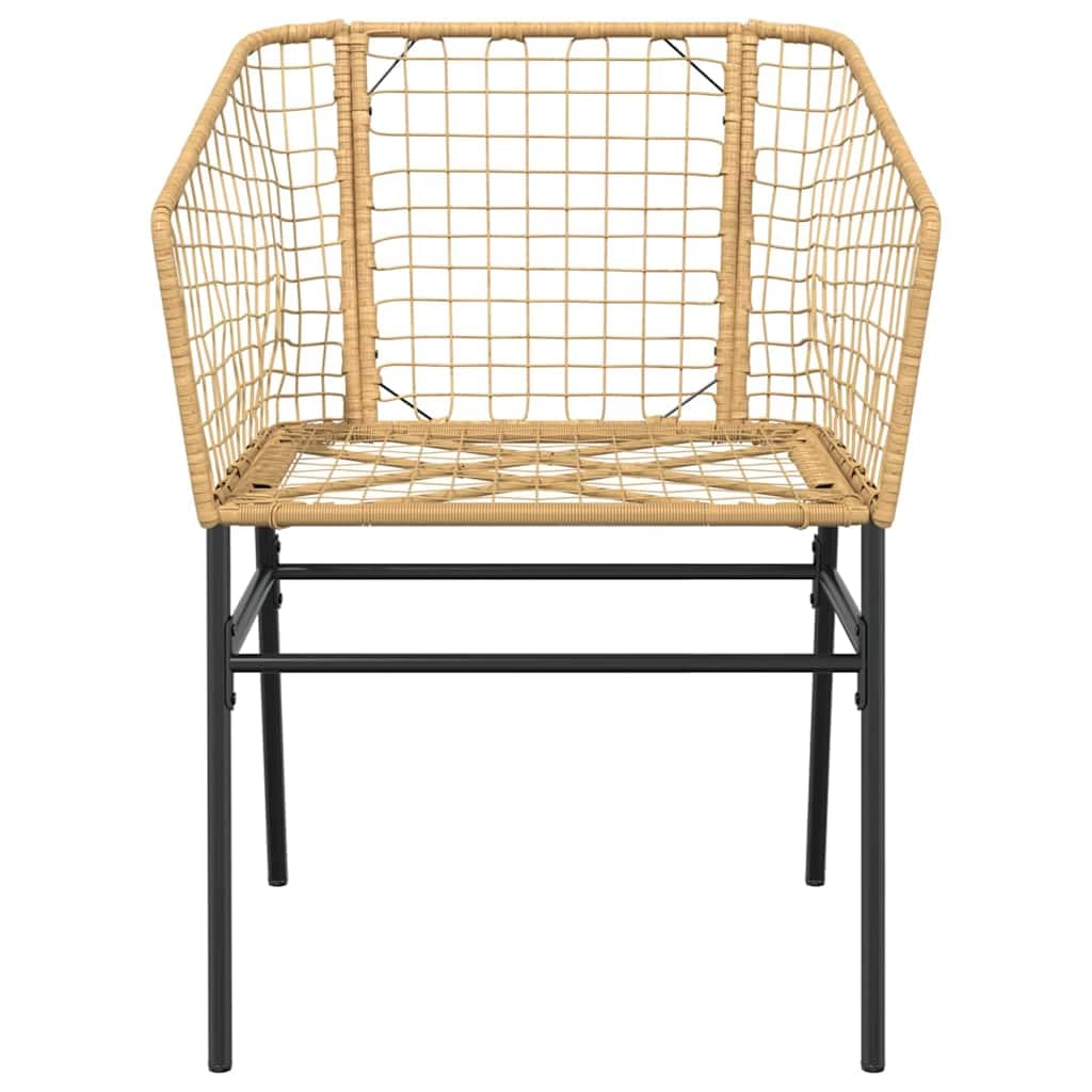 Set da 7 pezzi da giardino con polyrattan marrone e tavolo in vetro, composto da 6 sedie con braccioli e un tavolo, telaio in acciaio verniciato a polvere, robusto