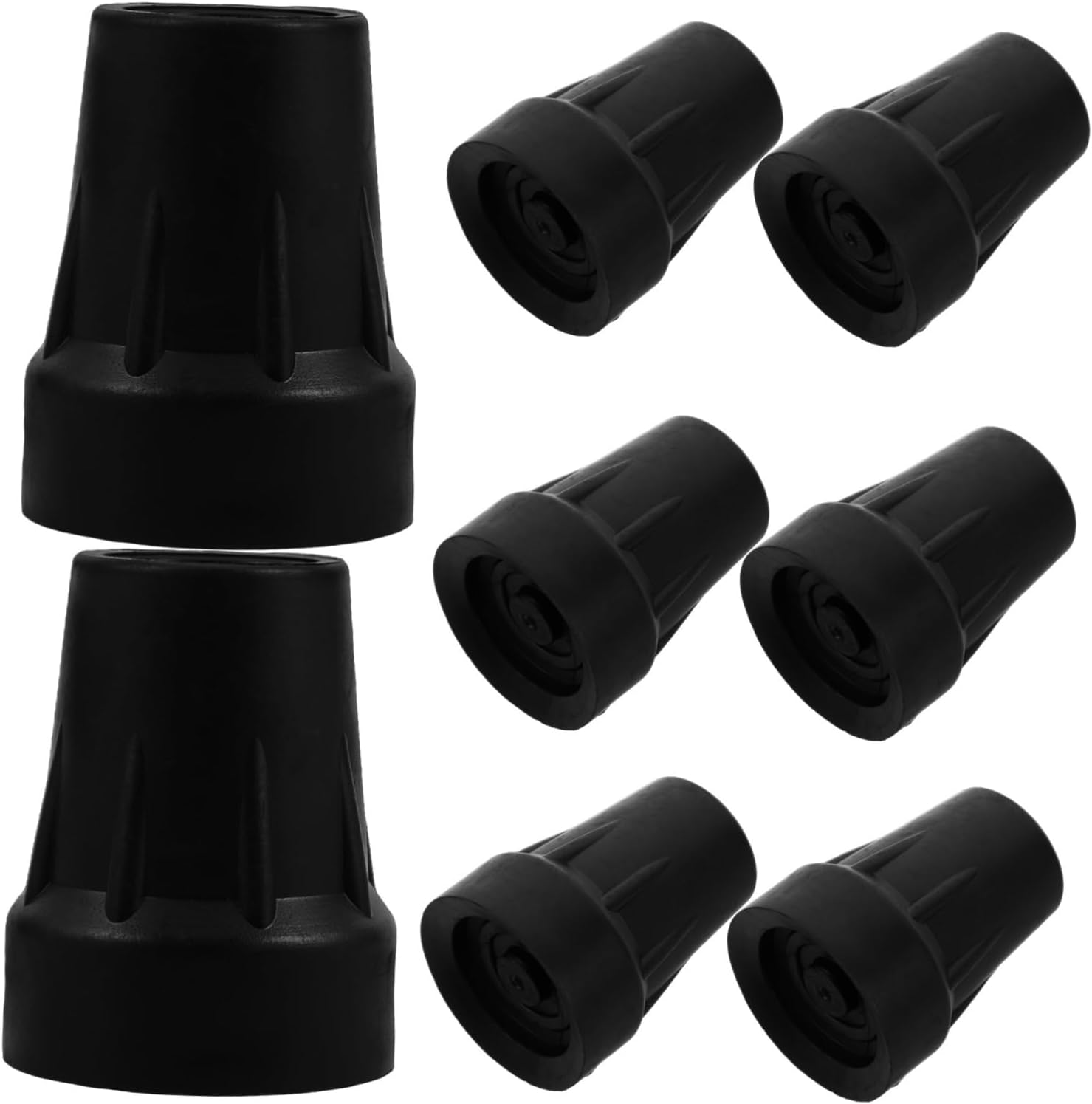 8 Pcs Heavy Duty Rubber Cane Tips for Stability Non Slip Replacement Feet for Walkers Crutches and Canes Effortless Installation with Inner and