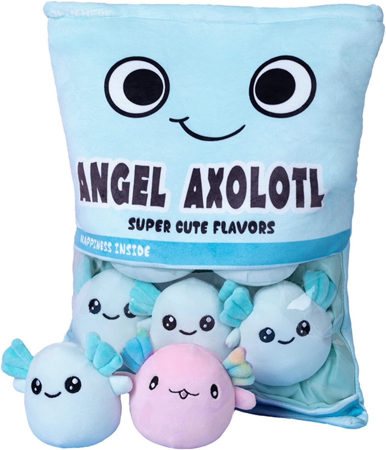 REFAHB Cute Axolotl Plush Toy, Removable Salamander Animal Stuffed Plush Pillow, Kawaii Plush Cushion Toy Game for Kids, Girls, Birthday Gift (6pcs a Bag, Pink)