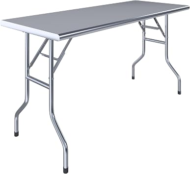 AmGood 24 in. x 60 in. Stainless Steel Open Base Folding Utility Table