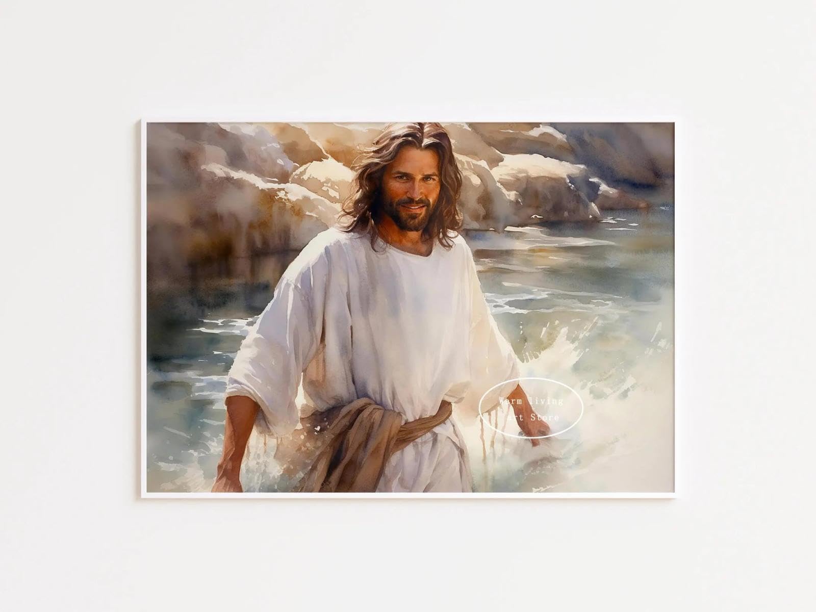 Feeby Tableau déco mural Jésus Image moderne miséricorde multicouleur 60x90 cm
