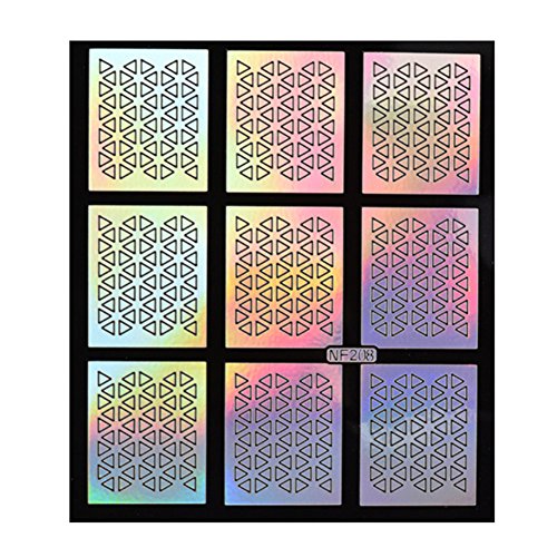 Generic 9 Tips/Sheet Laser Nail Vinyls Triangle Flower Nail Art Stencils Holo Nail Stickers by Generic