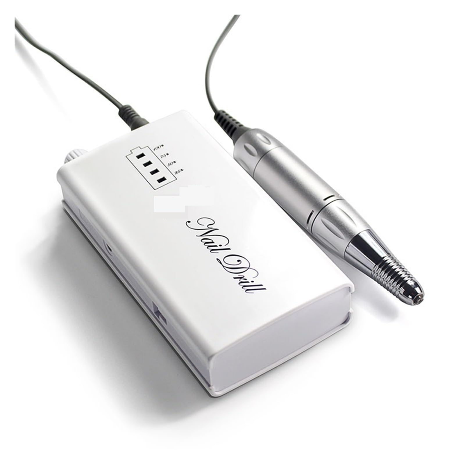 Torno de Uñas Eléctrico, Taladro de uñas eléctrico inalámbrico portátil de 35000RPM, removedor de gel acrílico, kit de brocas for lima de uñas, equipo de pulido de uñas(Bianco)