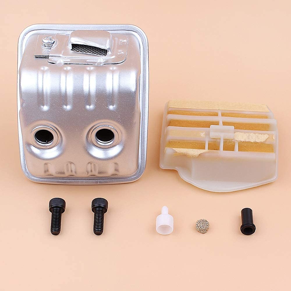 Silenciador Tornillo Tanque de Combustible Ventilación Filtro de Aire Kit de bujes de guía Compatible con Husqvarna 450445 445e Repuestos de Motosierra de Gasolina OEM 544147702