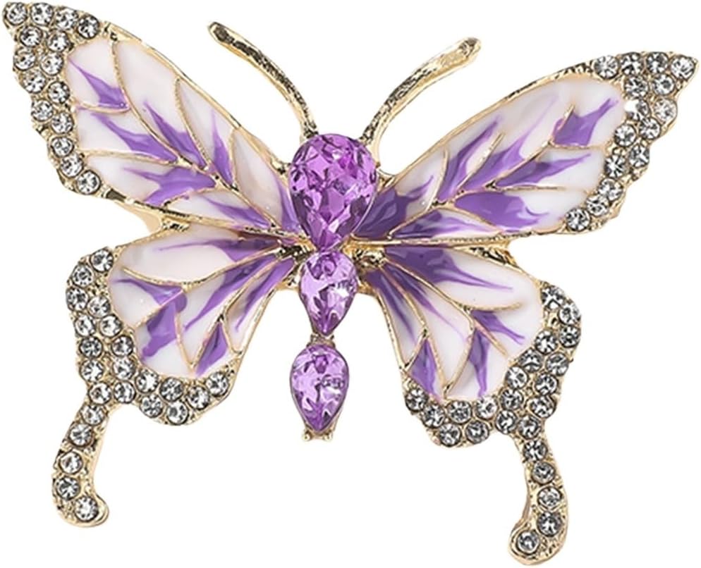 Colorful Rhinestone Butterfly Brooch Pin Dainty Glitter Crystal Pearl Bead Lapel Pins Brooches Sparkly Corsages Clothes Dress Party Decoration Jewelry for Women