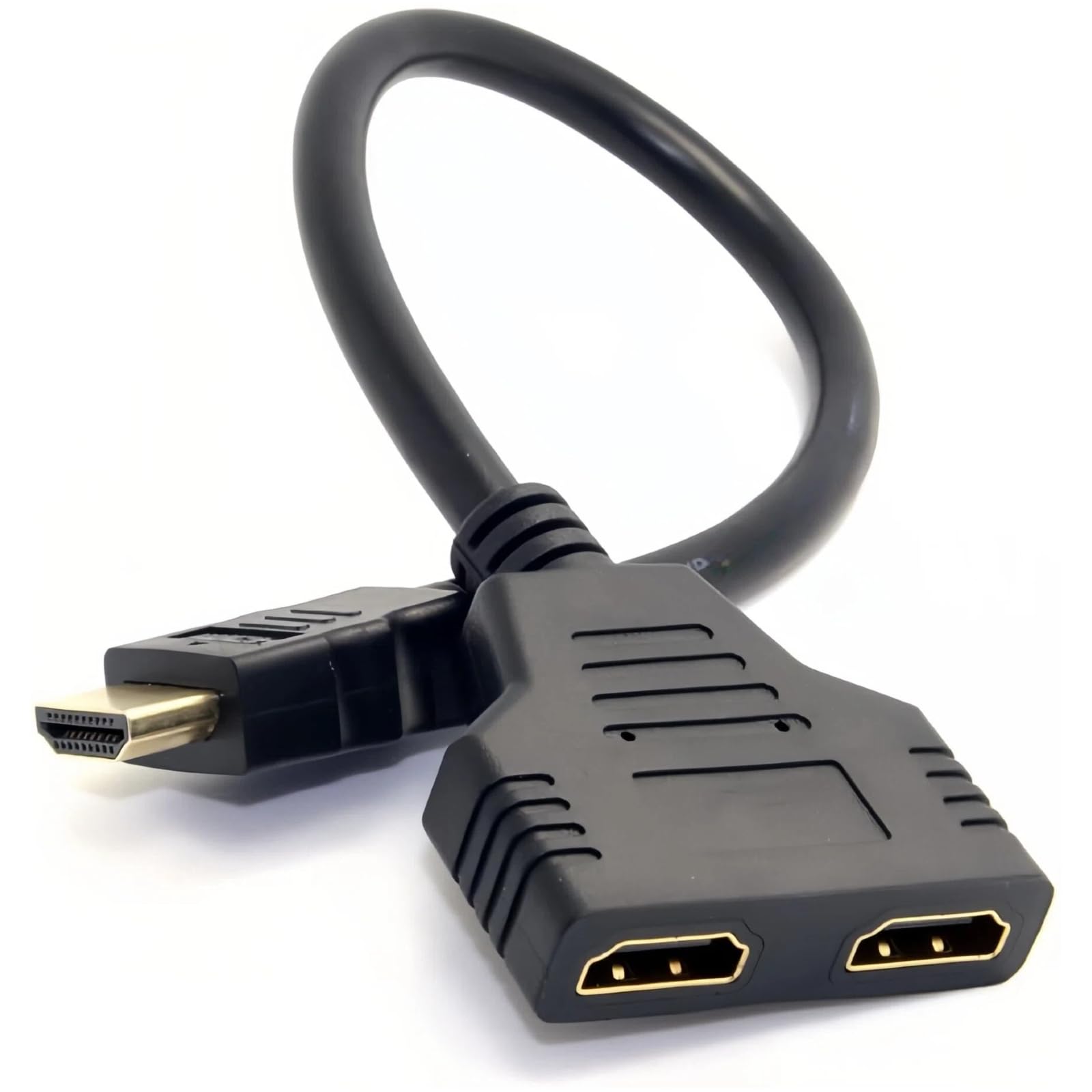 Mâle vers - Adattatore splitter HDMI per monitor, 2 in 1 out, doppio connettore HDMI 1080P, doppia uscita, 30 cm, cavo di collegamento per monitor HDTV, proiettore LCD