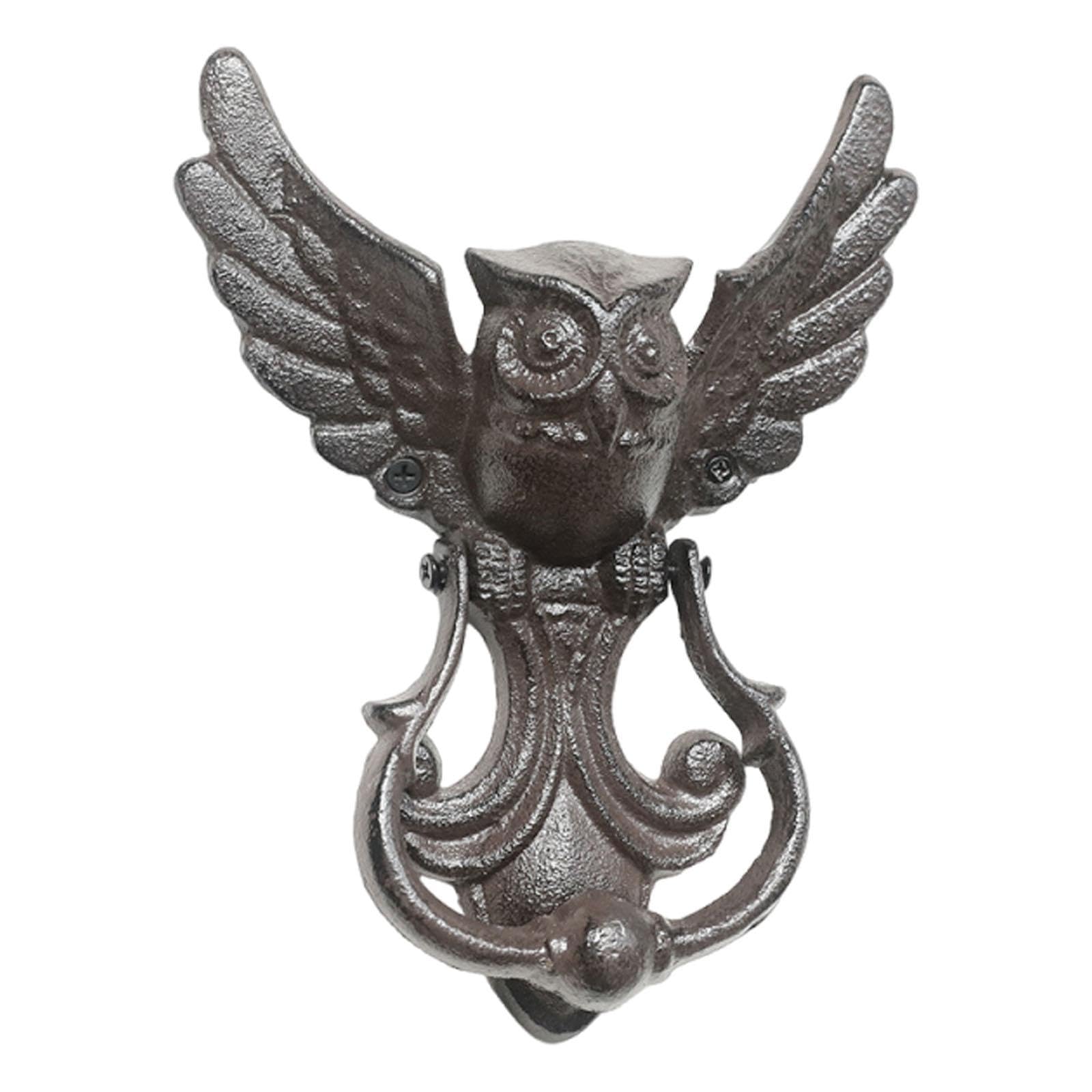 Heurtoir de Porte Hibou, Accessoire de Quincaillerie Extérieure Pratique et Robuste, Antique
