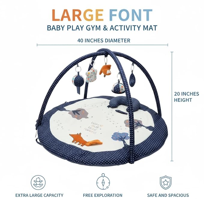 Baby Play Gym Mat - Alfombra de Actividades con 6 Juguetes Desmontables miniatura 2