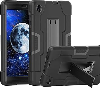 Case for for Alcatel Joy Tab 2 Tablet 8-inch 2020 Release Model 9032Z - [Built-in Kickstand] Anti Slip Kids Friendly Shockproof Silicone Protective Cover Black/Black
