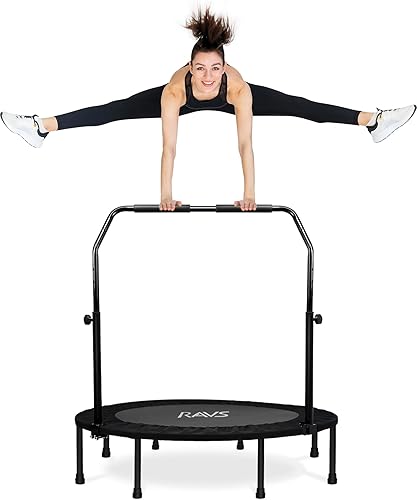 Trampolín Rebounder para adultos, 450550 libras, mini trampolín plegable de 40 pulgadas48 pulgadas con bungees, mango de espuma ajustable, trampolín