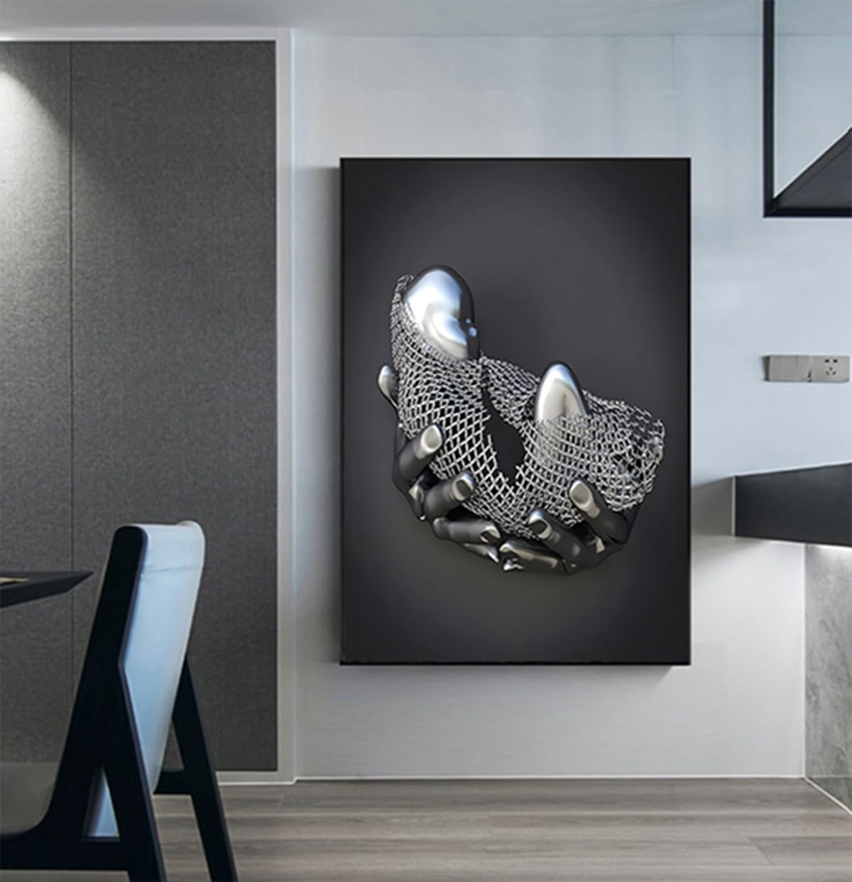 JNAOZI 3D Lovers Sculpture Metal Figure Statue Canvas Painting Love Hug Poster Abstract Canvas - Image 3
