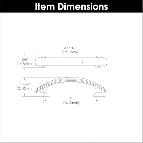 Miniatura 5 de Hickory Hardware Paquete de 1 tirador de gabinete de cocina de núcleo sólido, manijas de gabinete de lujo, accesorios para puertas y cajones de