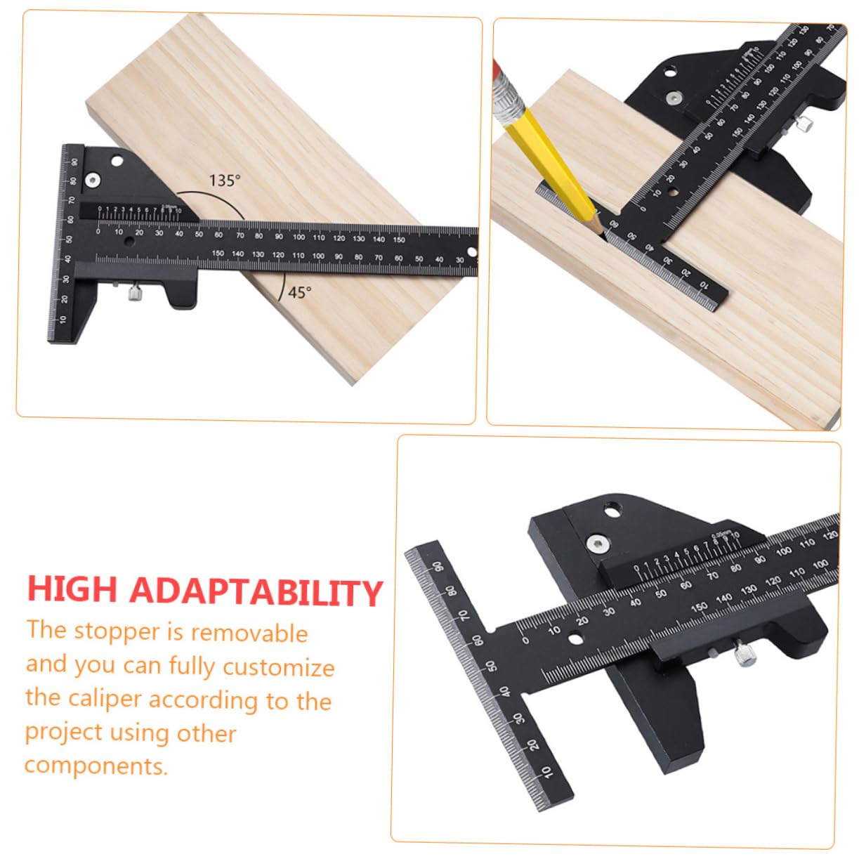 Uonlytech Righello Alluminio Leggero Per Marcatura e Misurazione Strumento Multifunzionale Per Lavori Di Falegnameria Con Design Magnetico e Alta Adattabilità