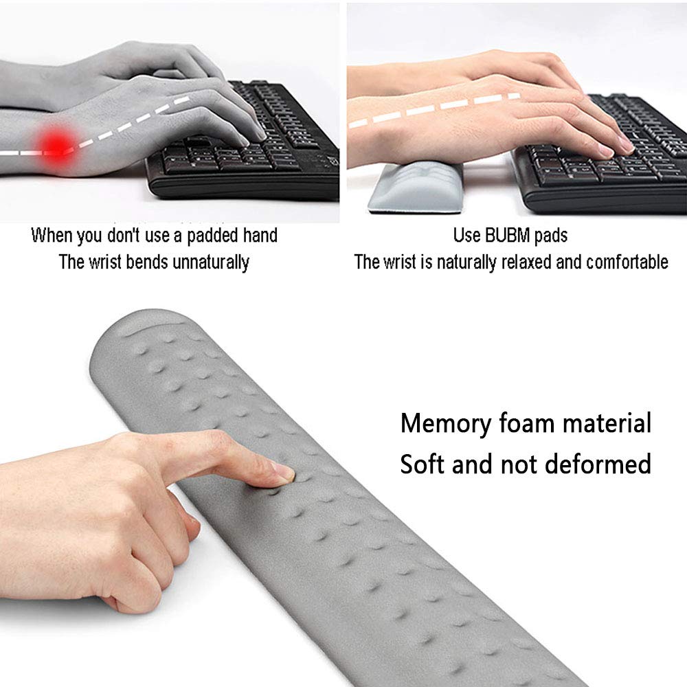 Ergonomisches Handgelenkauflage-Set aus Memory-Schaum mit rutschfester Unterseite für komfortables Tippen und Mausgebrauch