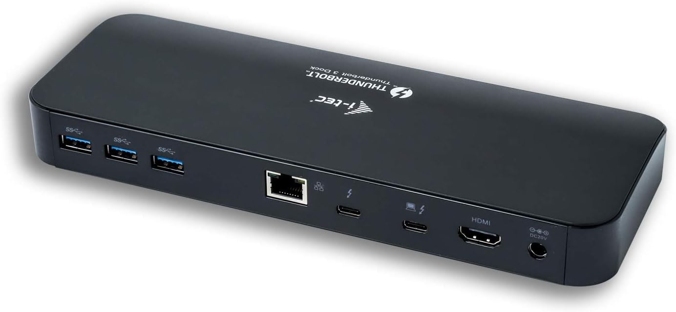 i-tec Thunderbolt 3 Dual 4K Docking Station 2x 4K/1x 5K 2x Thunderbolt 3 1x HDMI 1x GLAN 4x USB 3.0 1x USB 3.0 Fast Charge 1x SD 1x Audio/Mic Power Delivery 85W for MacOS Windows incl. TB3 Cable