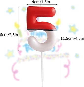 Zi Lan Red White Birthday Cake Candle Anime Number 7 Candles 7th Birthday Cake Topper for Cartoon Theme Party Anime Decorations Supplies Favors Gifts