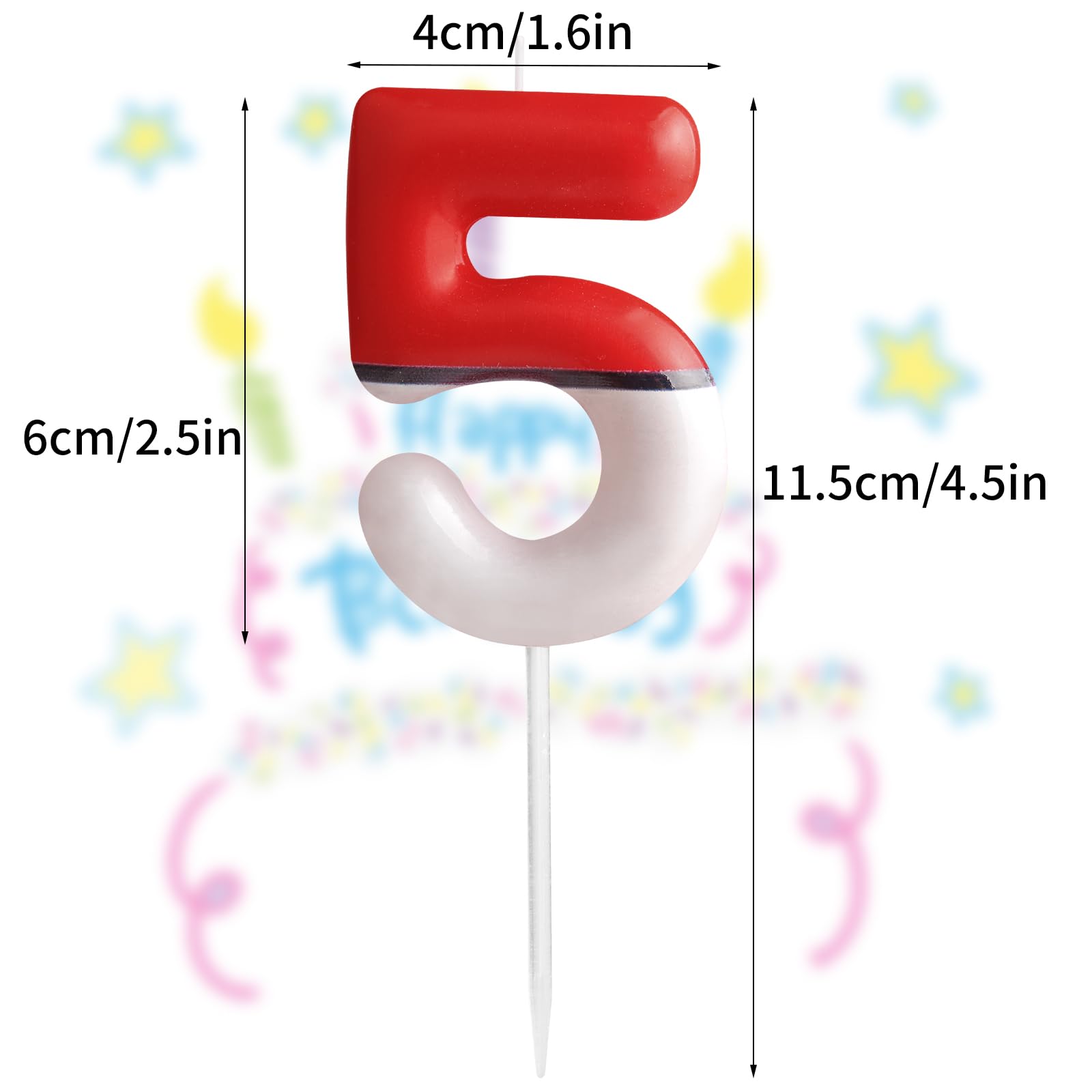 Zi Lan Candela Numero 6 Per Torta Di Compleanno – Tema Anime, Rossa E Bianca, Altezza 10 Cm - 2