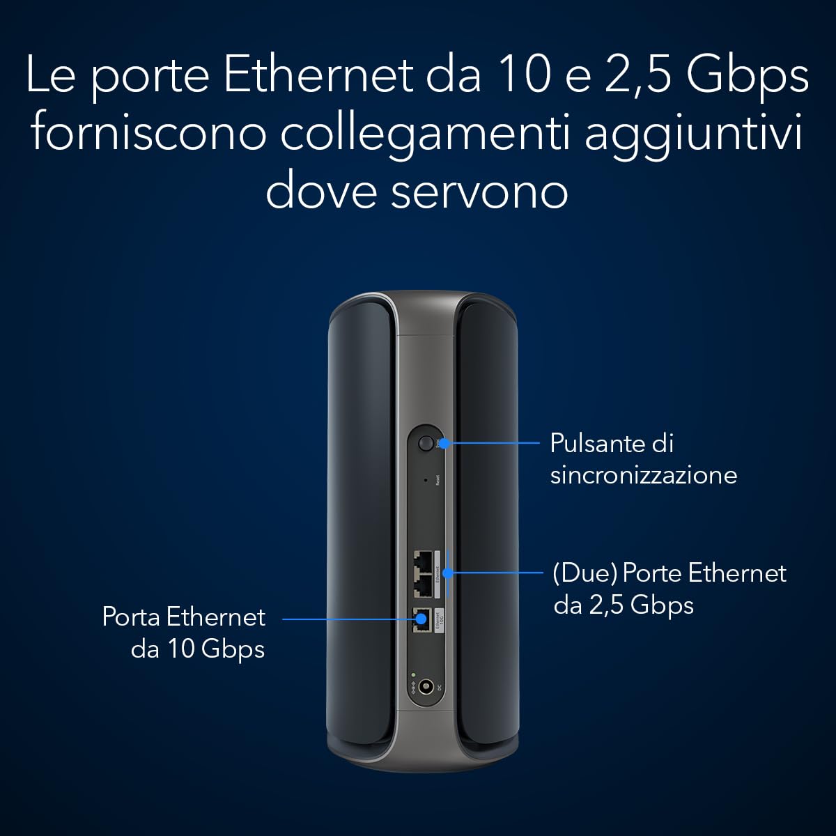 NETGEAR Orbi | Satellite aggiuntivo | Mesh WiFi 7 quad-band serie 970 (RBE970)| Funziona con sistema Mesh o router Mesh serie 970 esistente, funzioni di sicurezza | Copre fino a 220 m2 | Kit da 1 Nero
