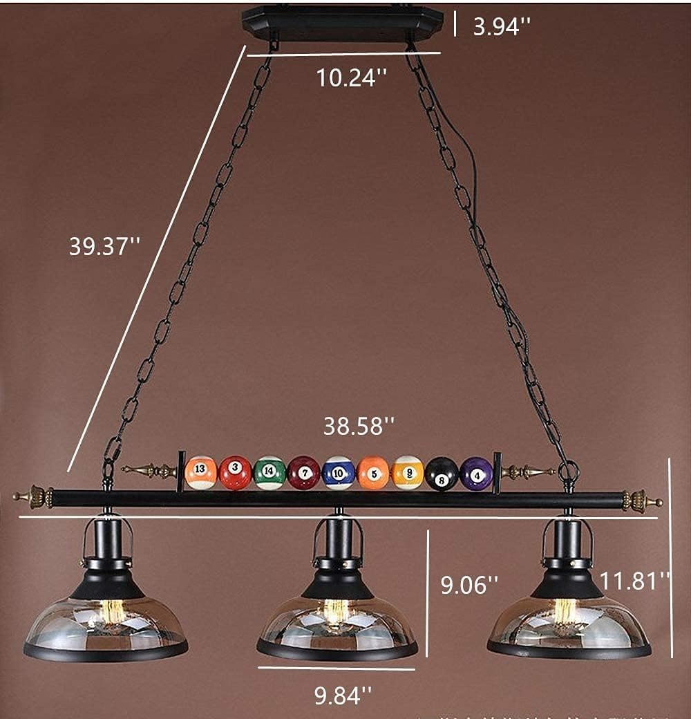 Kitchen Faucet Chandelier 3 Lights Island Light Hanging Pool Table Light Fixture Pendant Light with Amber Glass Shade Special Billiard Decoration Chandelier,Chandelier