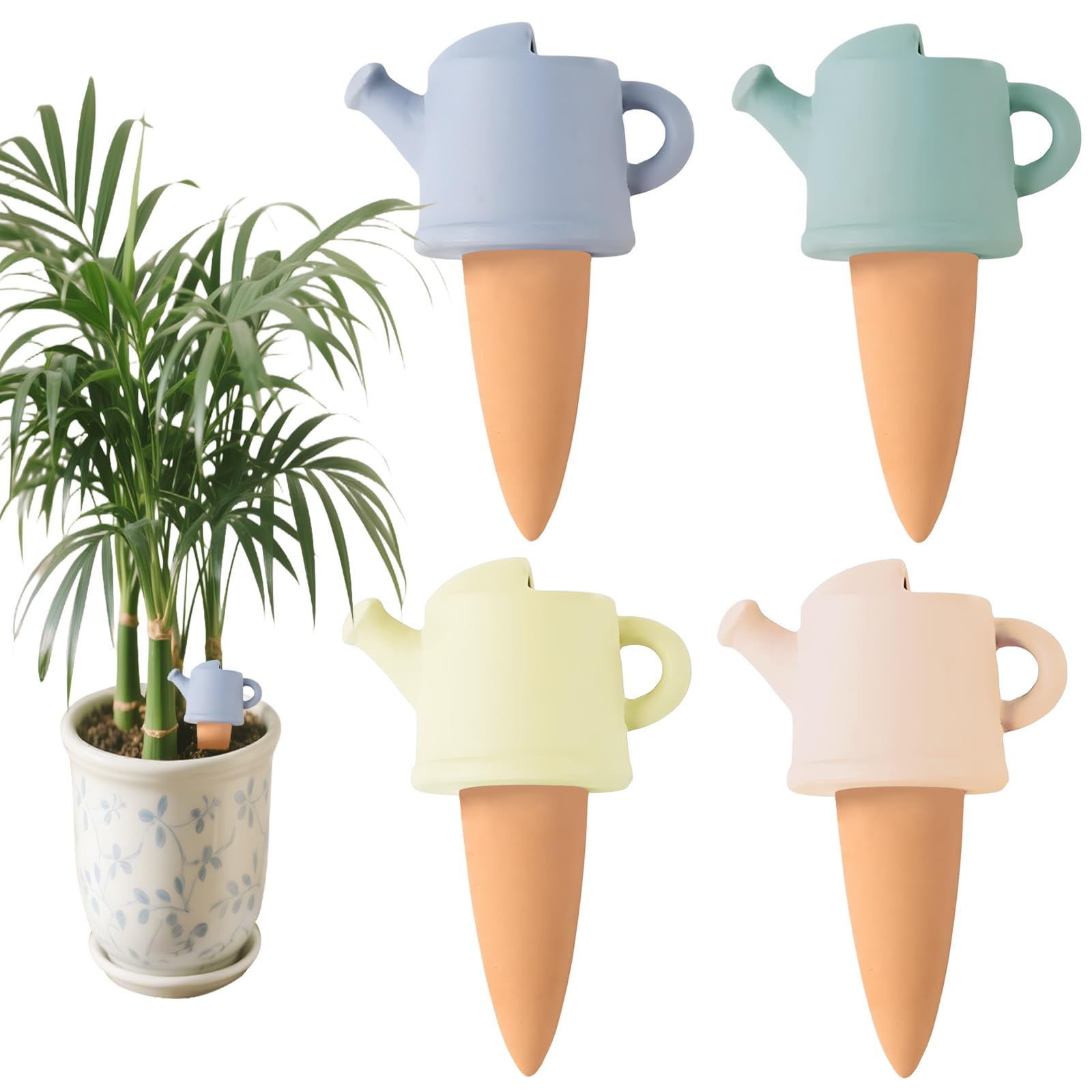 4 Pezzi Innaffiare Piante in Vacanza, Riutilizzabili Olla Terracotta per Irrigazione, Annaffiare Piante in Vacanza per Fiori, Piante in Vaso e Piante da Giardino