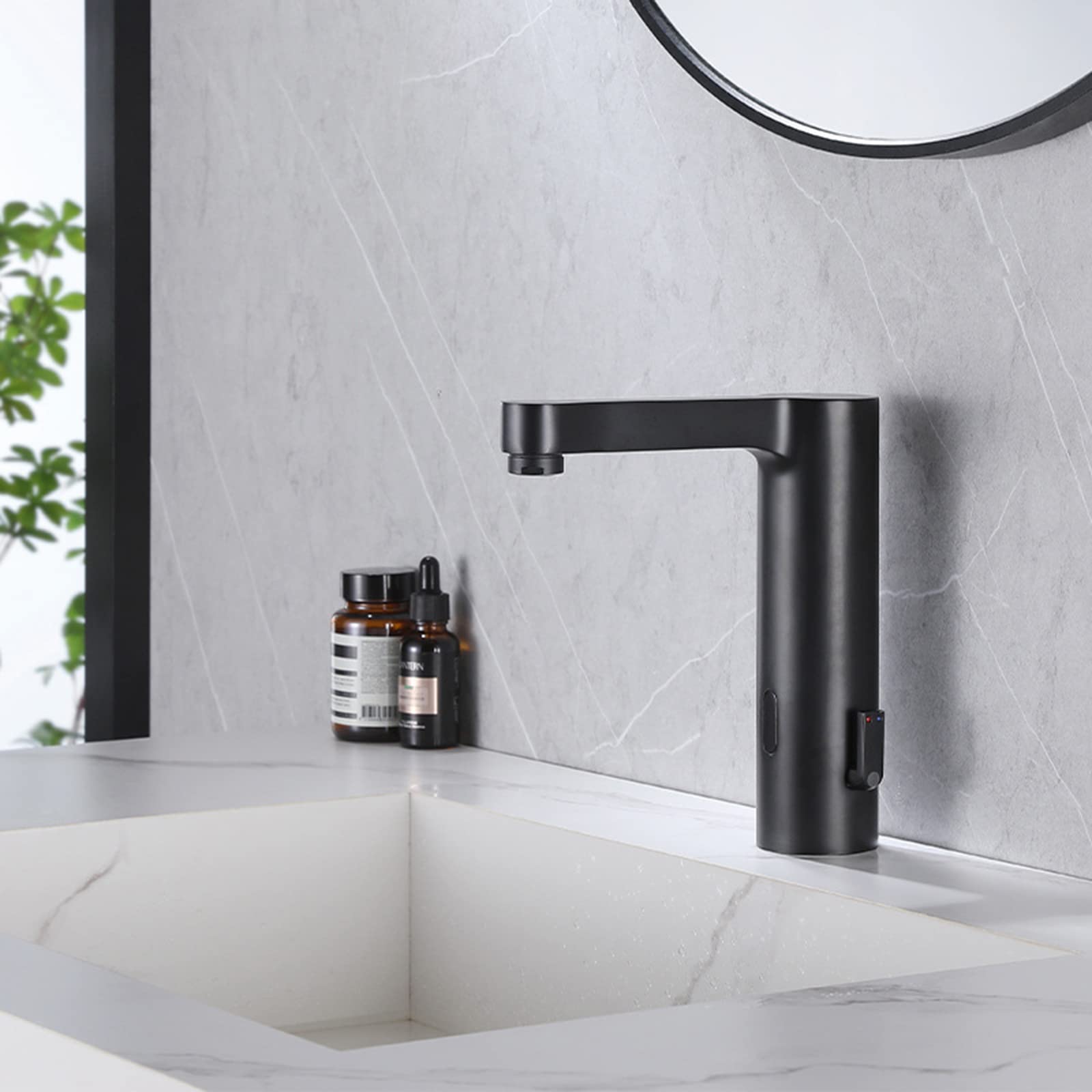 ANVLOJRIH Basin Mixer Tap Bathroom Sink Taps Sensor Taps for Wash Basin Black, Touchless Touchless Automatic Faucet Lavatory Sink Faucet