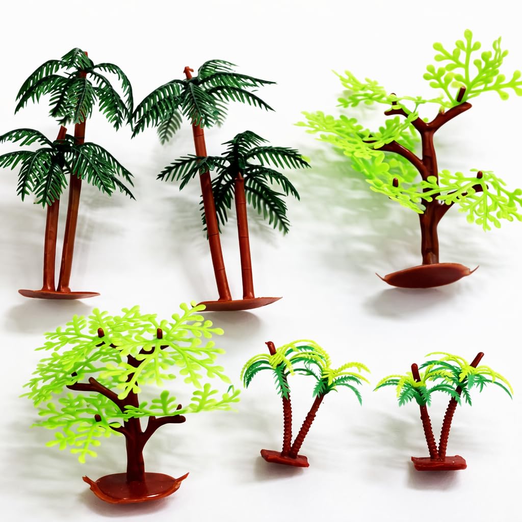 Chuz N Pick Artificial Mini Plastic Tree for Project Making and Decoration (6 Pieces 3 Designs)