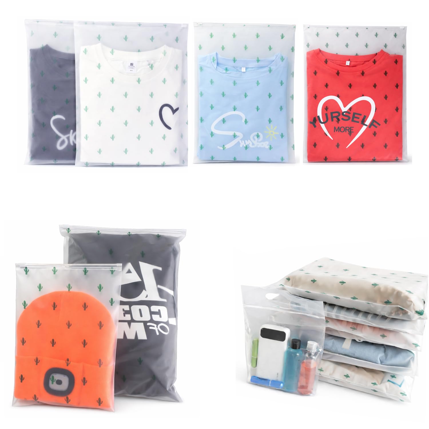 Constefire Clear Resealable Ziplock Bags, 30Pcs Travel Storage Bags, Bag & Frosted Zip Lock Seal Clothes Bags Hospital Waterproof Luggage Organiser For Clothes Shoes Cosmetics