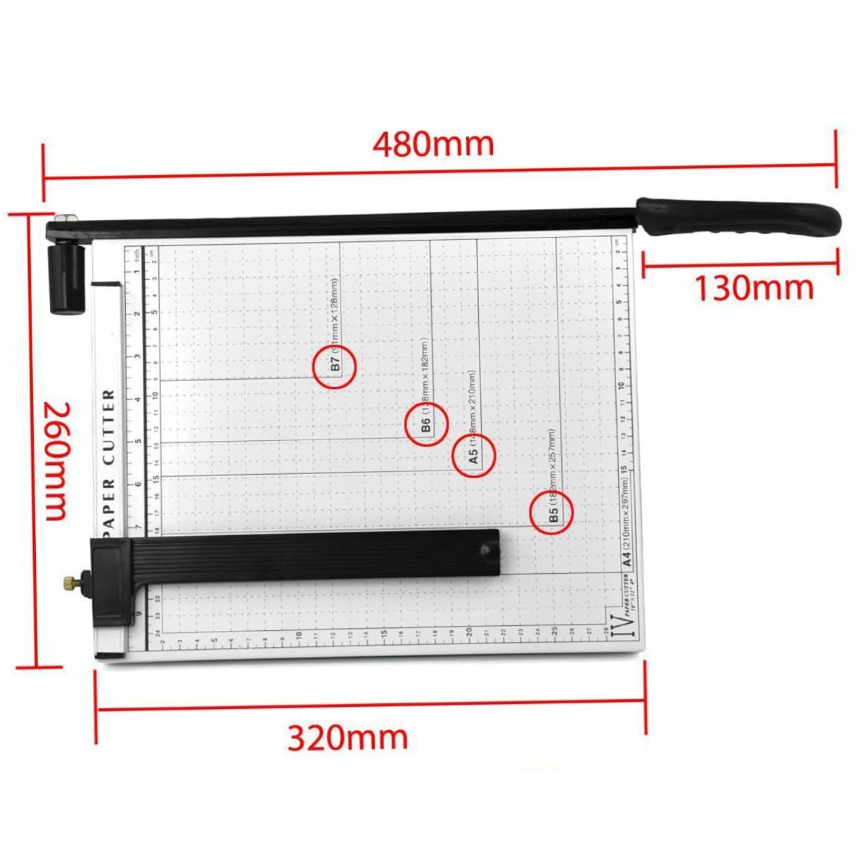 Taglierino per Carta A4 10x12 Pollici, Taglierino Manuale | Lama in Acciaio e Lega di Alluminio, Guida Standard Regolabile Blocco, Impugnatura Comoda e Stabile