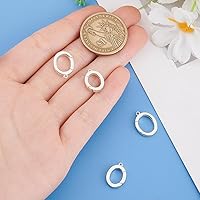 Vista 3 de PH PandaHall Anillo de puerta de resorte de plata de ley 925 de 2 tamaños con bucle, 0.630 in y 0.551 in, cierre de collar ovalado, cierre