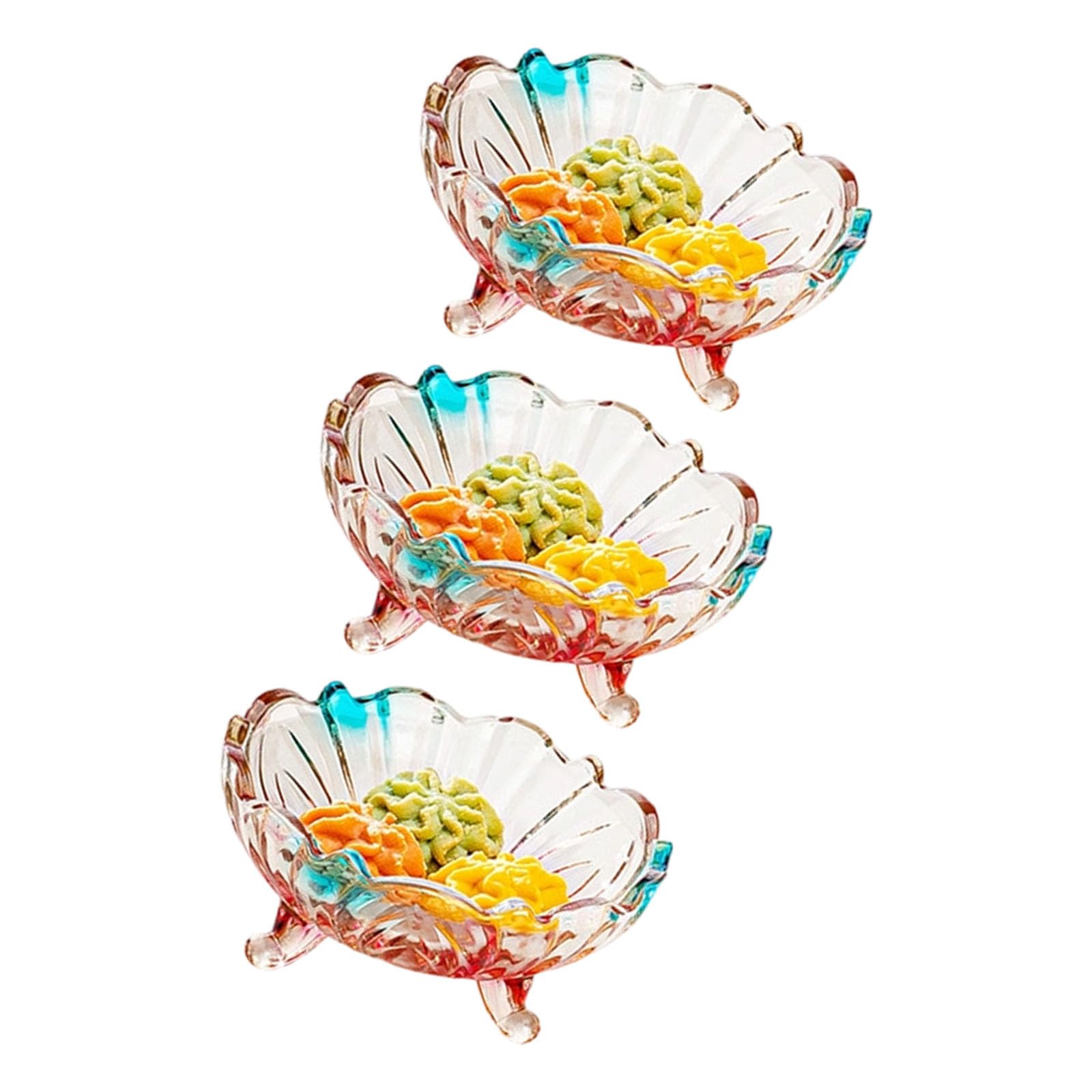 Whoasyst Unique Geometric Designs Glass Fruit Snacks Bowl for Table Decorations Elegant Serving Plate with Legs Glass Fruit Bowl