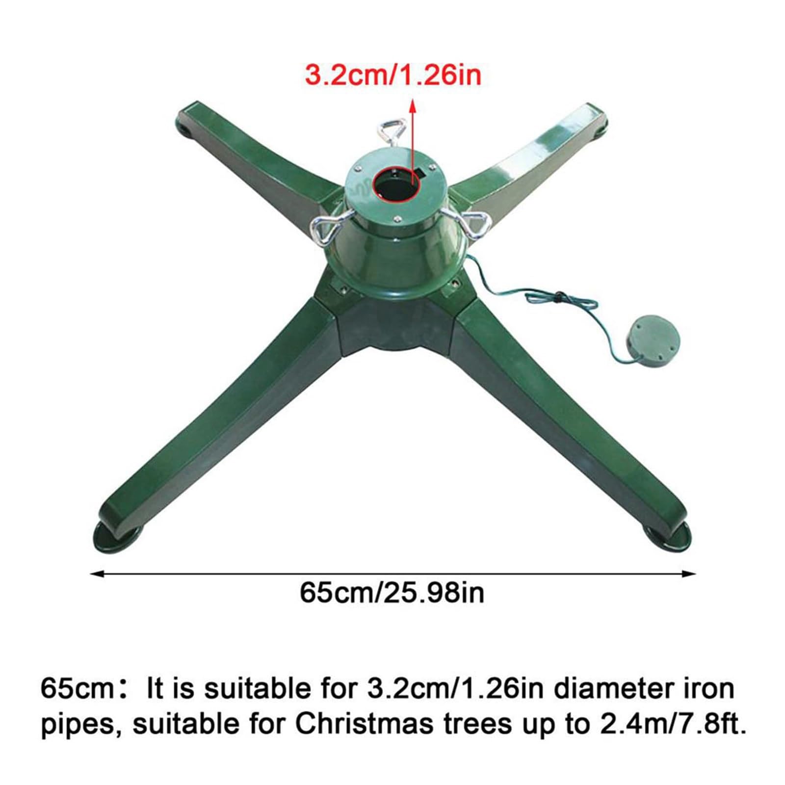 360 ° soporte de árbol de Navidad giratorio, base giratoria eléctrica del árbol de Navidad, hasta 7.8ft/9.87ft y 80LBS árbol artificial, soporte de tornedor estable resistente para árbol de Navidad (6
