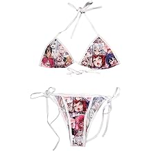 Unibaby Ass Face String Bikini Lolita Japan Cartoon Sexy Lingerie Anime Bra and Thong Set Red, One Size