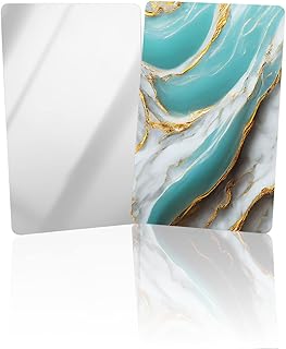 OComster Teal White Marble Compact Mirror Bulk 2 Pack Card Mirror, Modern Luxury Ink Texture Abstract Art Small Compact Mirror for Purse, Rectangular Handheld Pocket Makeup Mirror