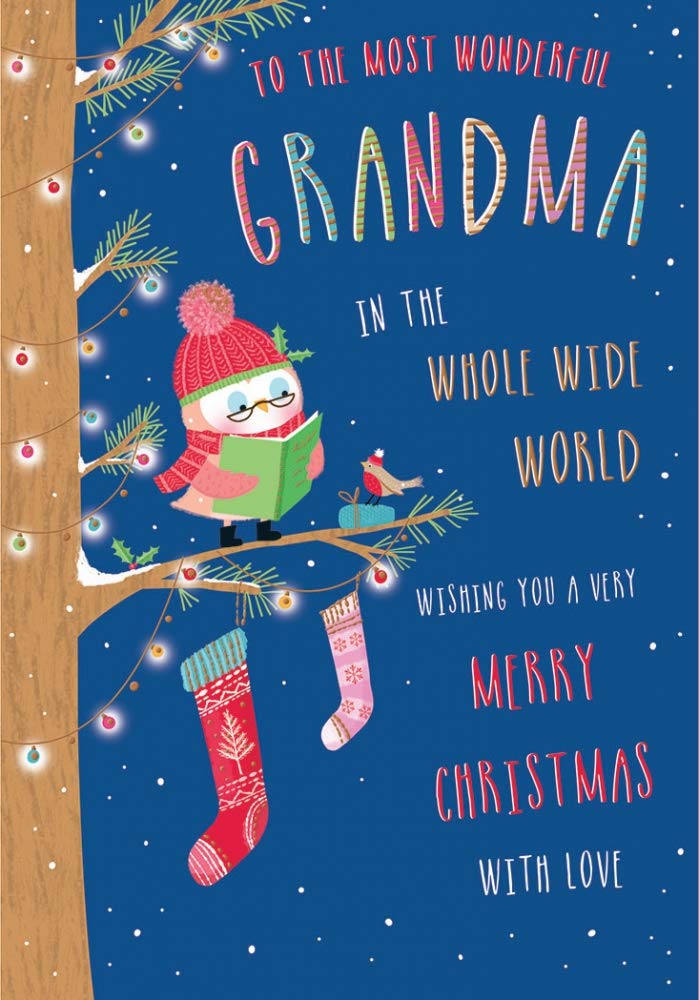 Weihnachtskarte Für Oma – Mit Eulen-Design, 17,8 X 12,7 Cm, Piccadilly Greetings