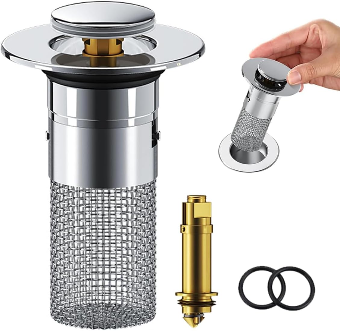 Filtre Anti-cheveux Pour évier De Salle De Bain – Bouchon De Vidange Universel En Acier Inoxydable