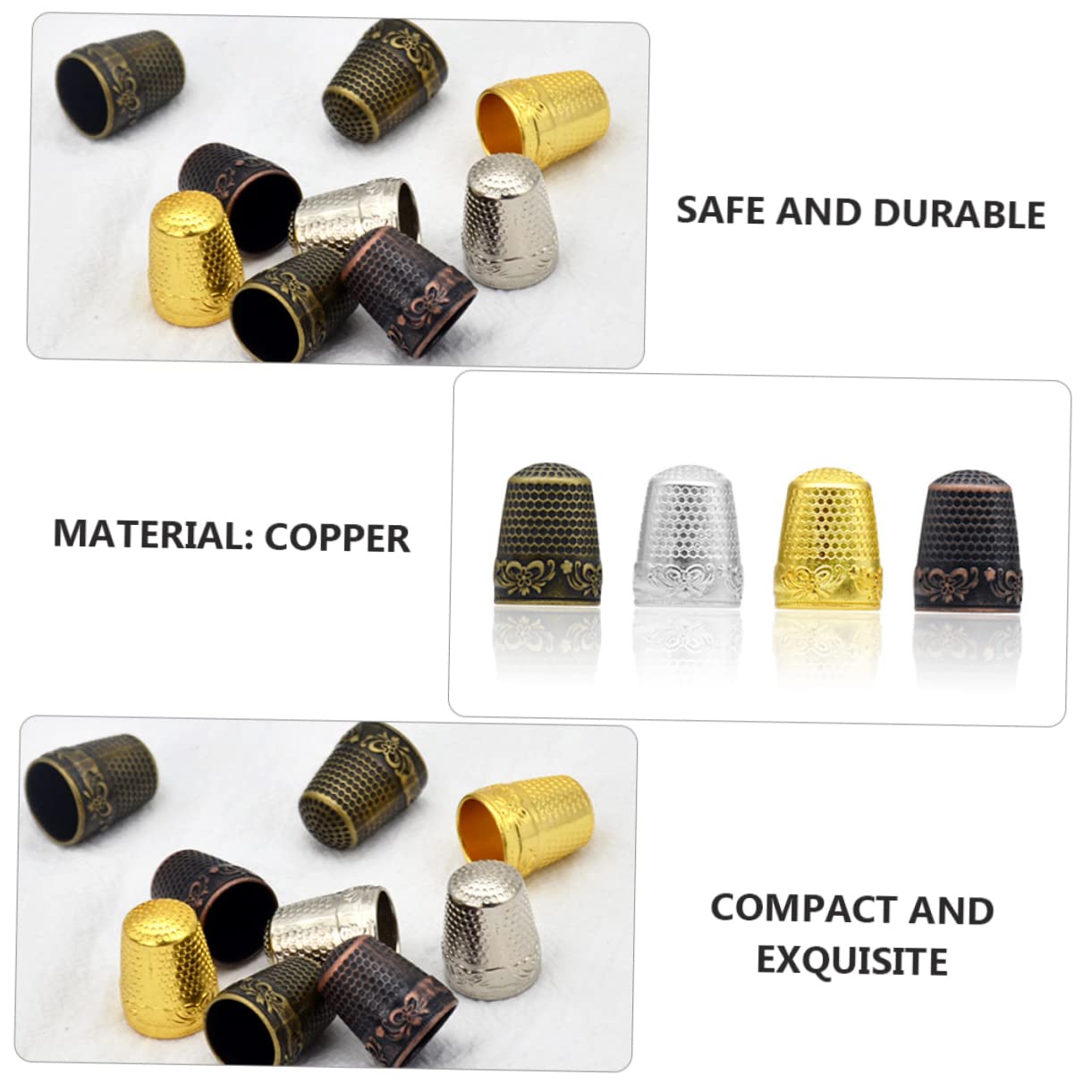 AUTSUPPL 6pcs Sewing Thimble Set Metal Finger Sleeves Thimble Rings for Hand Sewing Fingertip Guard for Cutting
