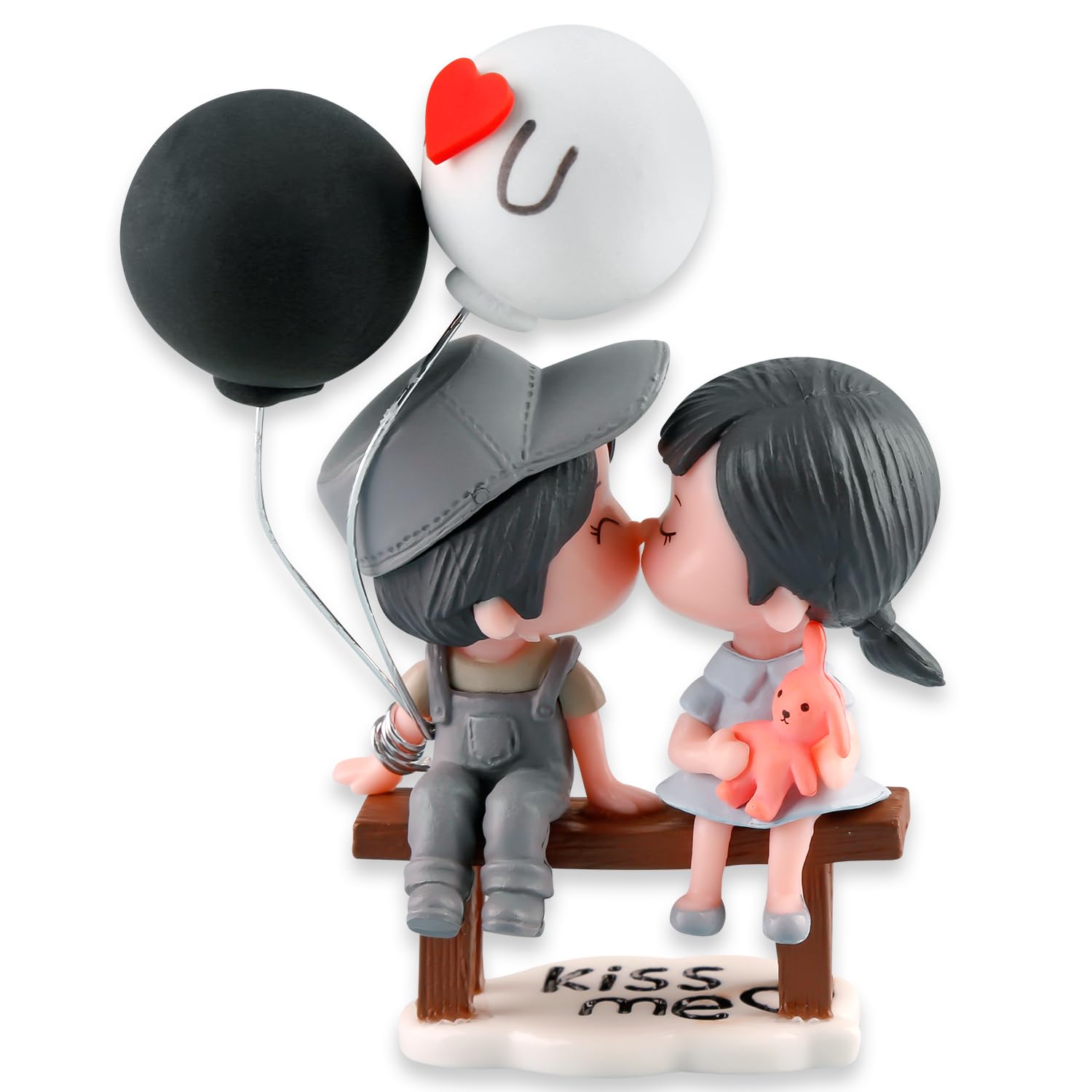 Bojueshaw Cute Couple Car Decoration - Love Balloon Design Car Interior Ornament, Unique Dashboard Figurine with Sun Protection Base for Couples(Grey)