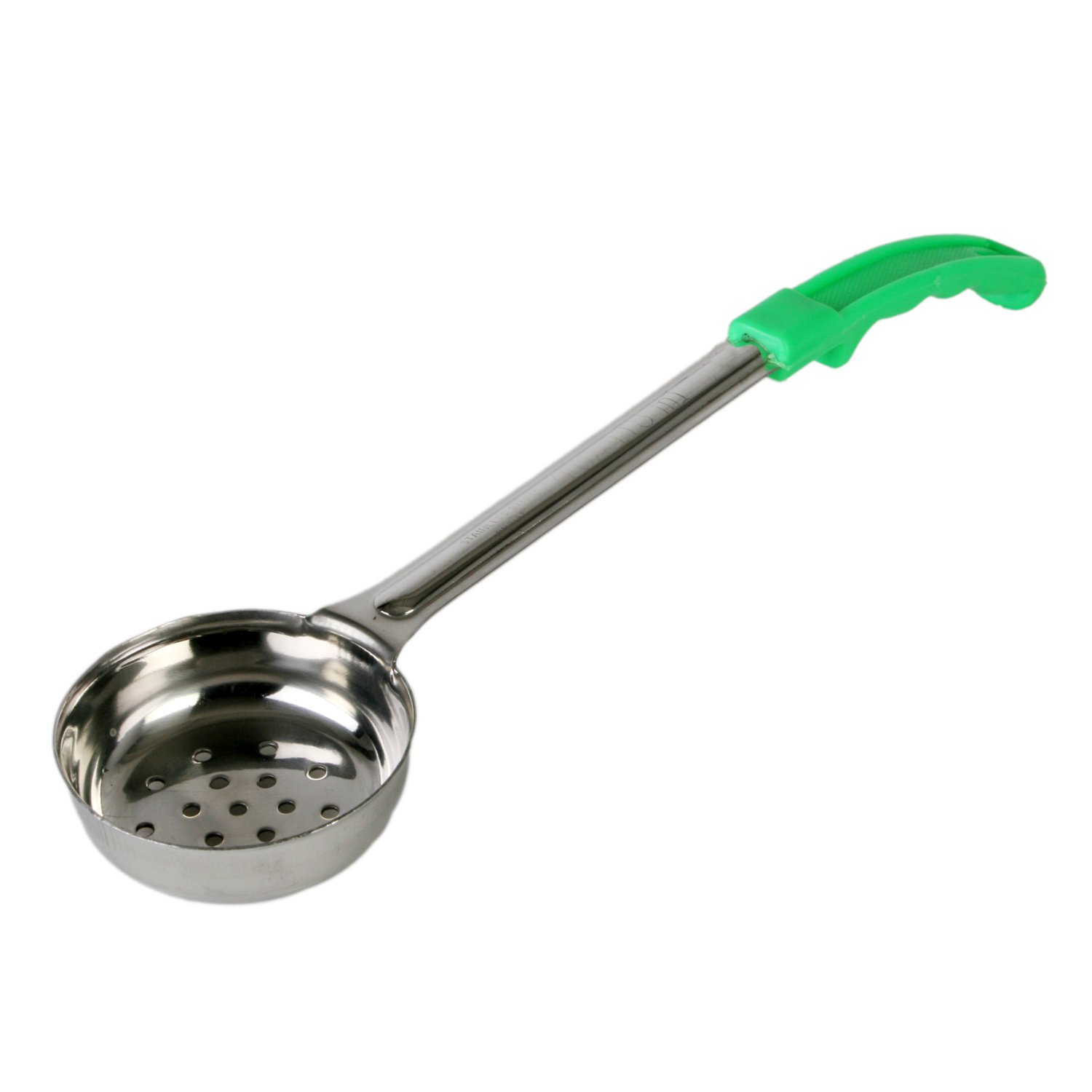 Thunder Group Perforated Portion Controller 1-Piece Construction Ladles with Plastic Green Handle, 4-Ounce