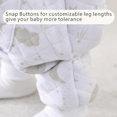 Miniatura 3 de POPINPAWS 1.0 TOG - Saco de dormir para niños pequeños 2T-3T, saco de dormir blanco con pies, manta para bebé para todas las estaciones